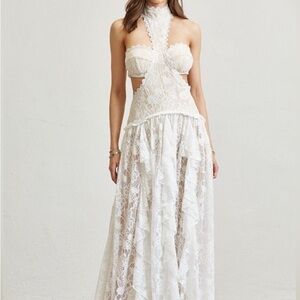 Chic Backless White Lace Dress
